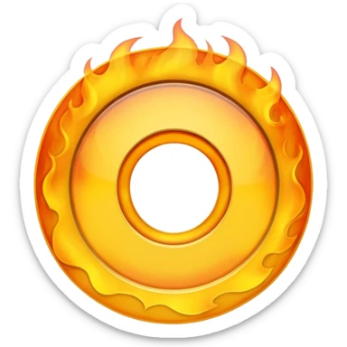 A minimalist CD disc with a subtle fire design, yellow flames, with a circle in the middle and a hole in the center sticker