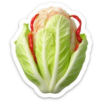 A napa cabbage with red pepper paste sticker