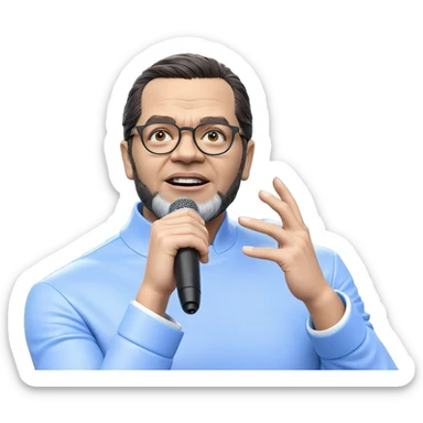 male cosplayer with microphone sticker