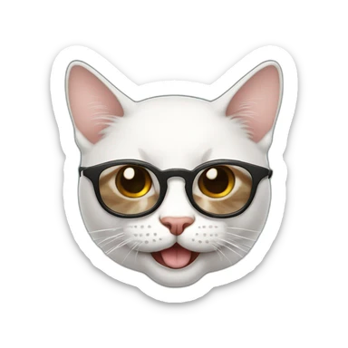 Gato con lentes y Dientes filosos  sticker