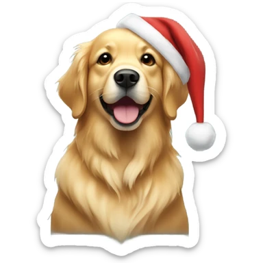 golden retriever with santa hat sticker
