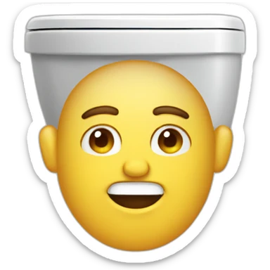 A toilet with a man's head sticker