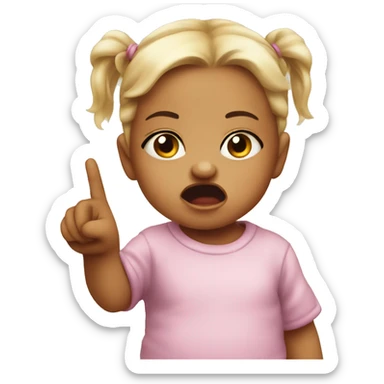 very furious baby girl toddler pointing with hand at someone sticker