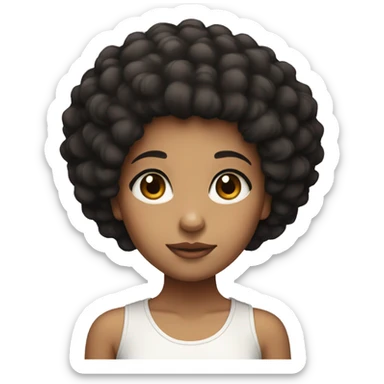 Short girl with afro black hair and brown eyes sticker