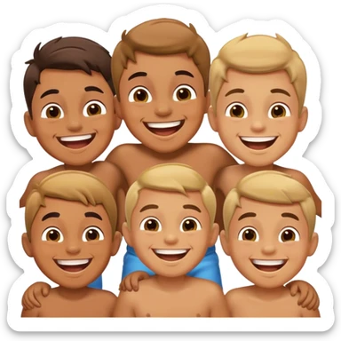 boys having fun together sticker