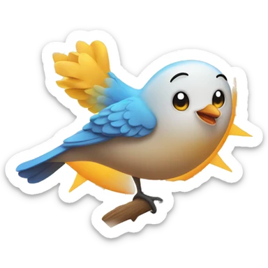 happy bird in front of the sun sticker