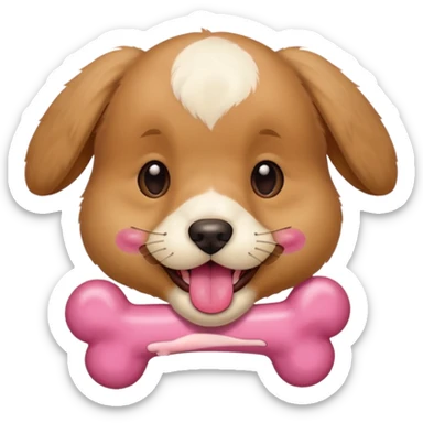 puppy face with bone in mouth sticker