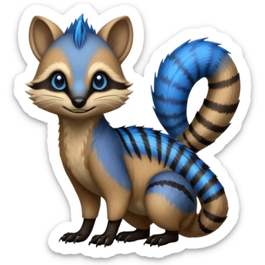 Fiery Blue-Flamed Handsome Wicked Cool Hot Edgy Badass Numbat-Trico-Wickerbeast-Civet-Vernid-fusion-hybrid-creature sticker