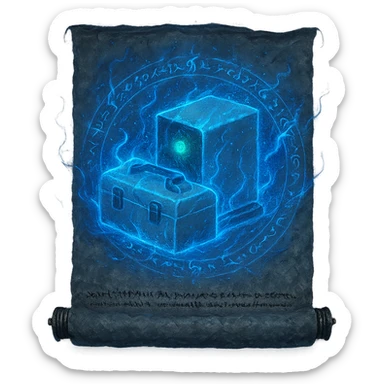 Place the Device Manager symbol on a glintstone sorcery scroll inspired by Elden Ring glintstone sorcery icons. Integrate the device and toolbox onto the scroll with mystical blue magical energy, arcane runes, and ethereal effects, as if it were a spell illustration. Maintain a transparent background, 1080 x 1080 resolution. sticker