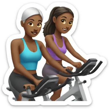 Two girl at spin class sticker