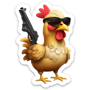 Chicken with a gun and sunglasses sticker