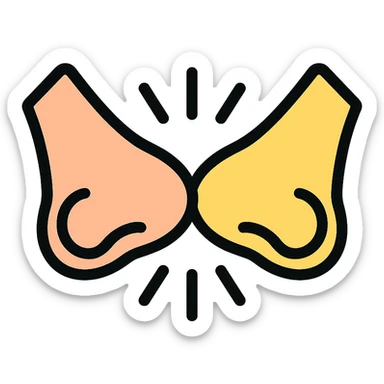 color outline icon of two noses bumping, minimal sticker