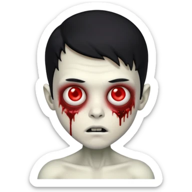 a pretty zombie boy with black hair bearing a resemblance to Ivan from Alien Stage in memoji apple format sticker