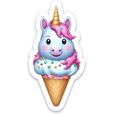 An ice cream with a pink unicorn holing a nuke  sticker