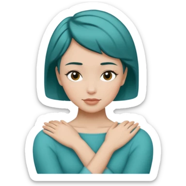 Teal hugs with Belles wording short hair sticker