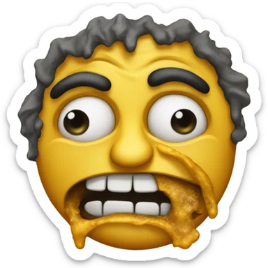 Fat deepfried so much it’s MUSTAAAAAAAARD sad trollface head wondering what’s the meaning of life sticker