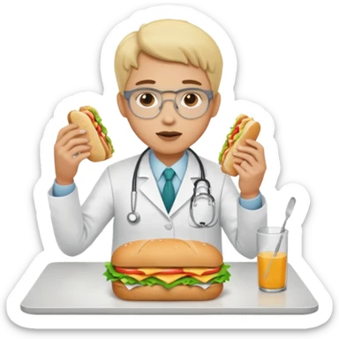 ligth doctor eating in a table full body sticker