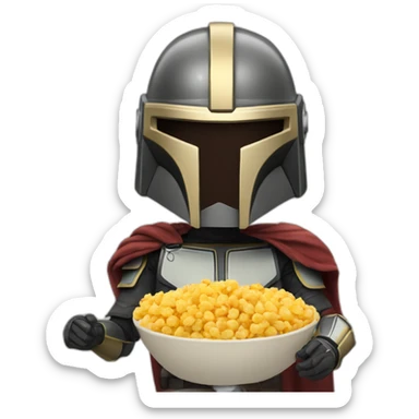 El mandaloriano comiendo palomitas sticker