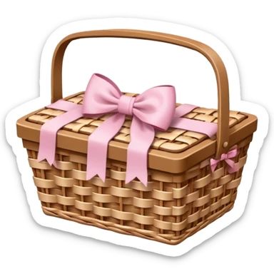 Picnic basket with light pink bow sticker