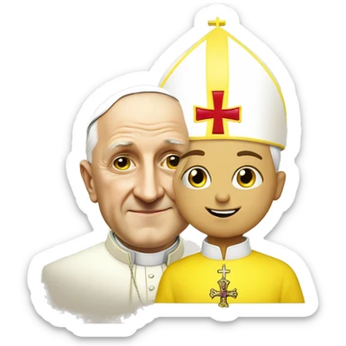 polish pope (yellow) next to a kid sticker