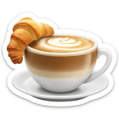 Cup of cappuccino with croissant sticker