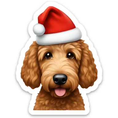 Brown golden doodle with Santa hat sticker
