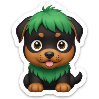 green haired baby rottweiler sticker