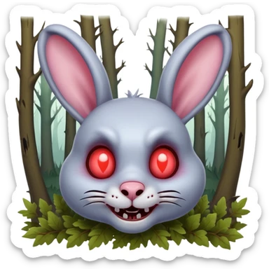 zombie rabbit portrait, head and shoulders only, stitched ears, creepy cute smile, glowing eyes, undead forest vibe, 3D cartoon, mobile game icon style, clean background, no text, no watermark
 sticker