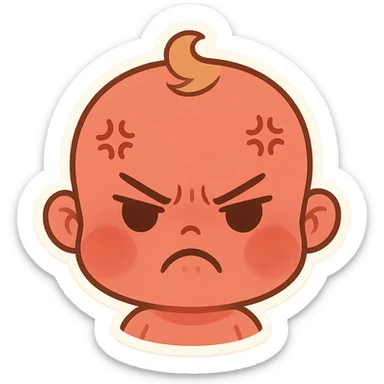 a baby red angry face  sticker