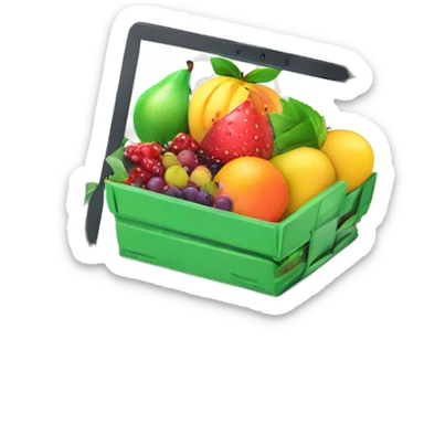 Laptop screen with web ecommerce fruit money sticker