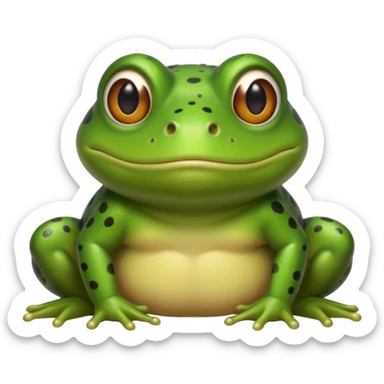 A bullfrog with my face on place of the bullfrog face to combine into a cartoon version of myself as a bullfrog  sticker