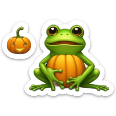 Halloween  frog with pumpkin sticker