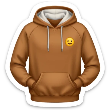 A brown hoodie no human and no zipper nothing on the fornt I like the last one  sticker