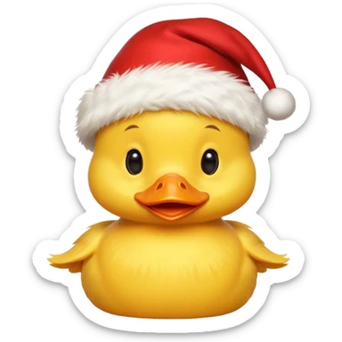 Un patito con gorro navideño sticker