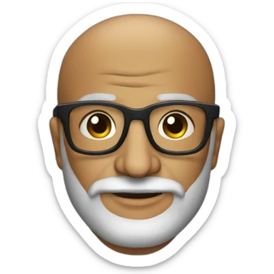 Rajinikanth bald with beard wearing spectacles sticker