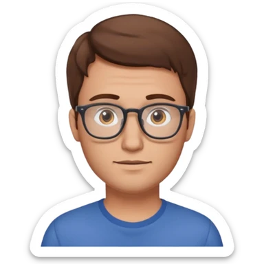 a young dad with brown hair, with small glasses, without beard sticker