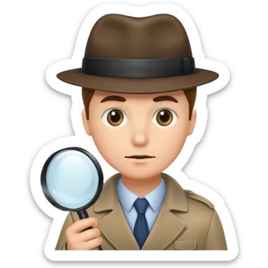 a detective looking at something with magnifying glass sticker