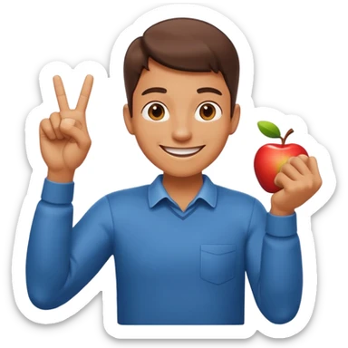 emoji of a cheerful cartoon person pointing down at the ground with both hands — standing straight, smiling confidently, arms bent and both index fingers extended downward — simple background, bright lighting, clean expressive Apple emoji design, playful and clear “here” meaning sticker