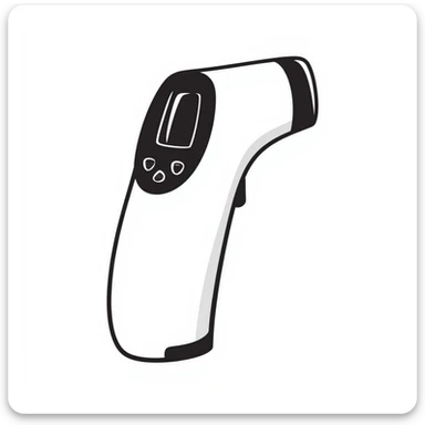 black and white doodle of a digital thermometer sticker