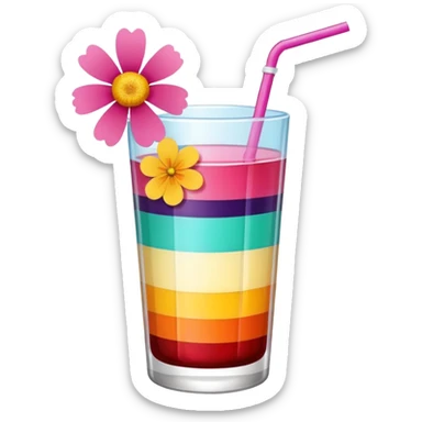 colorful aesthetic drink with flower decor sticker