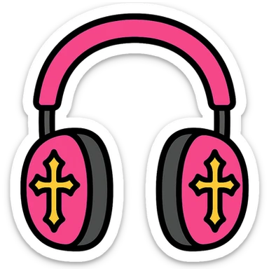 pink gothic headphones sticker