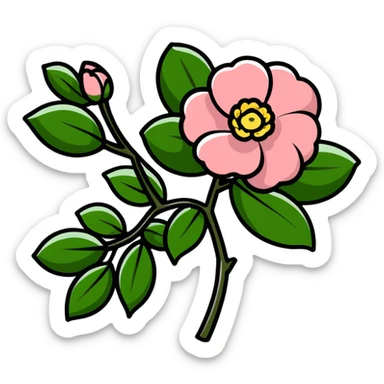 elegant red camellia japonica with glossy petals sticker