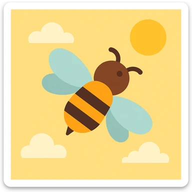 Flat design style bee in the sky sticker