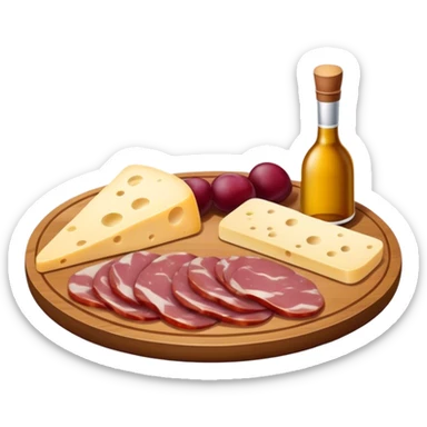 Assiette de charcuterie avec dans un poêlon du fromage a raclette  sticker