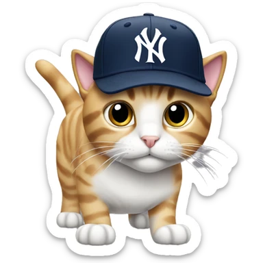 cat with New York Yankees cap sticker