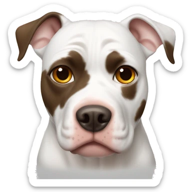 White pitbull with brown spot left eye sticker