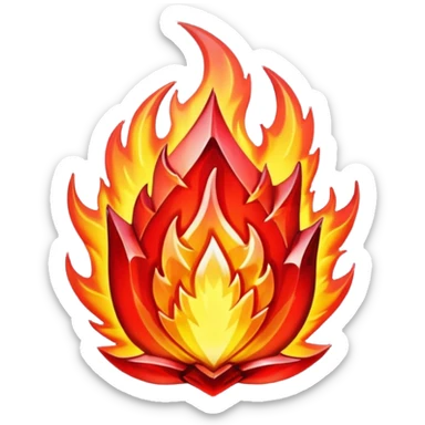 Red flaming crystal with a $ carved into the center of the crystal. sticker