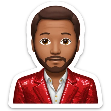 Marvin Gaye with dark brown hair, red sequin outfit sticker