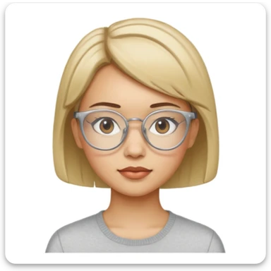 haz un emoji de una joven con pelo corto y lentes tipo 2014 transparente  sticker