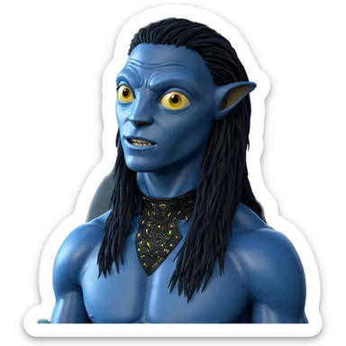 blue alien with yellow eyes sticker
